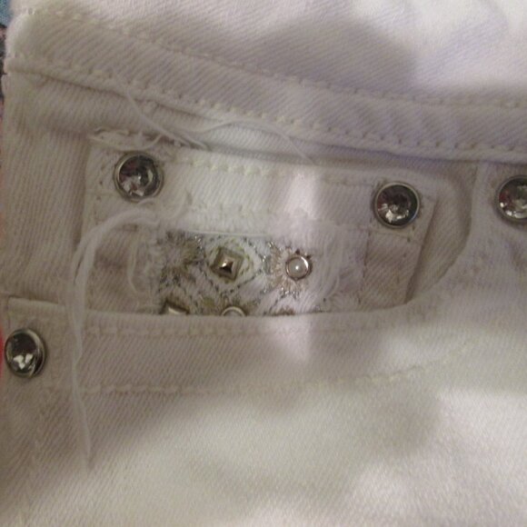 Women's White Denim Bling Jeans Size 13/14 - Picture 4 of 7